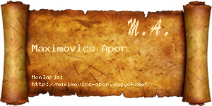 Maximovics Apor névjegykártya